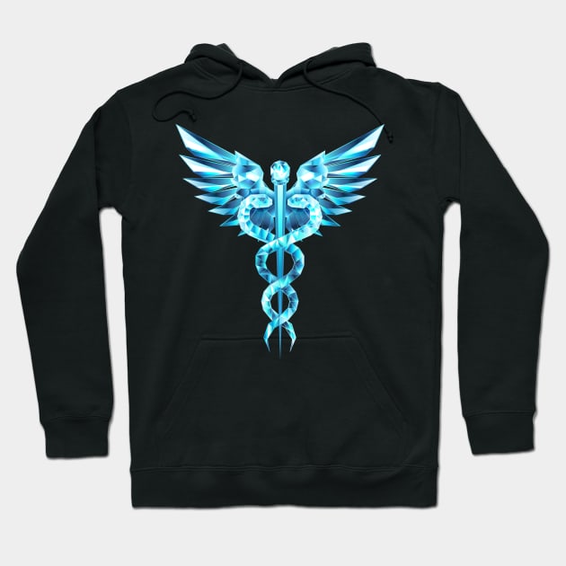 Blue Caduceus Symbol Hoodie by Blackmoon9